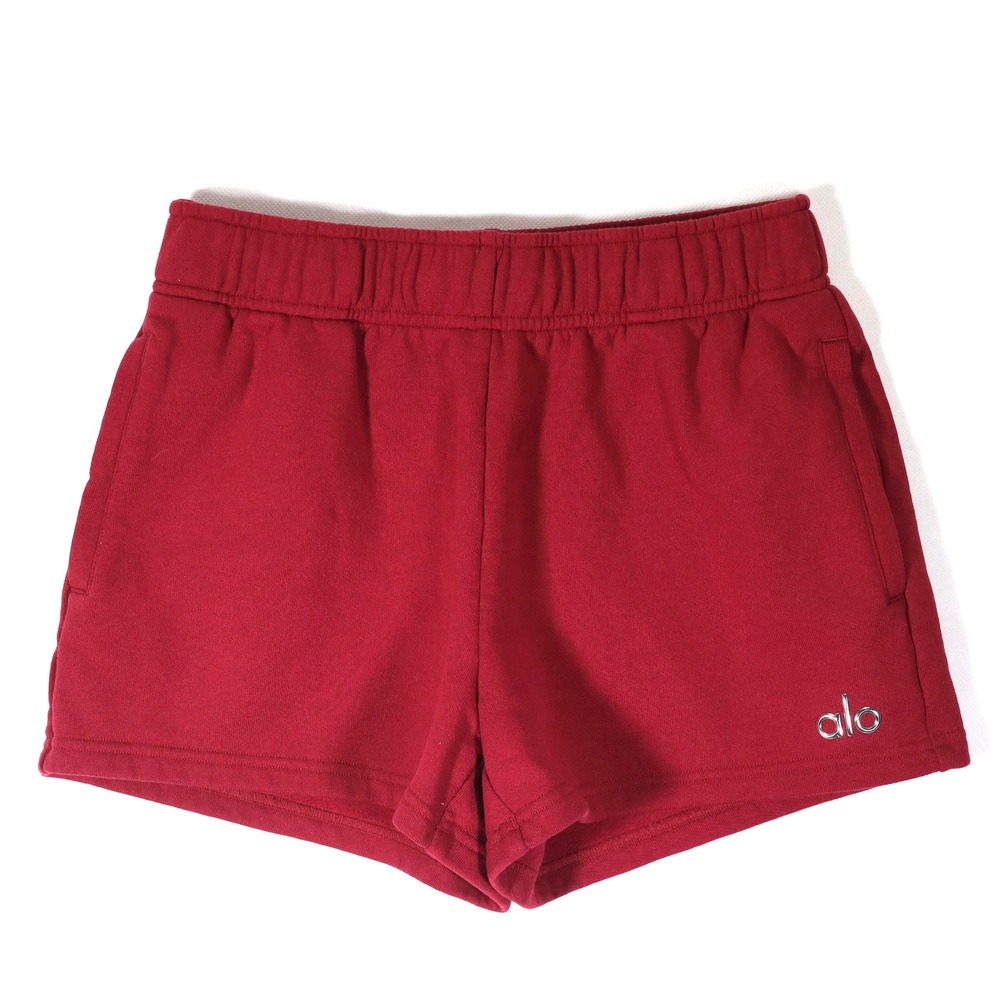 Alo Yoga Accolade Sweat Shorts Womens XXS Red Fleece Activewear Athleisure Cozy